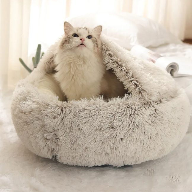 Cama para Mascotas en Forma de Concha de Peluche