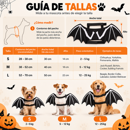 Disfraz de Alas de Murciélago Luminosas para Perro